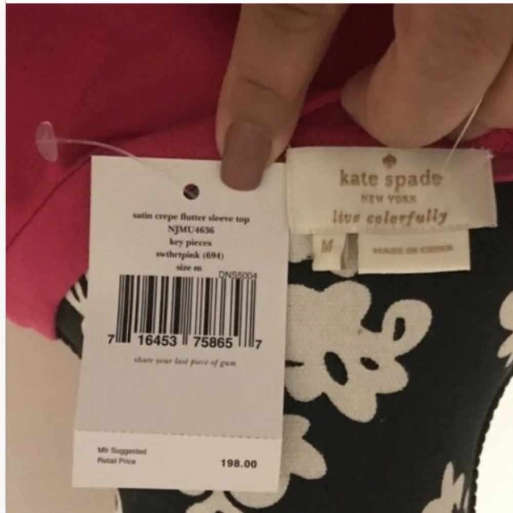 Kate Spade New York Pink Satin Flutter Sleeve NWOT